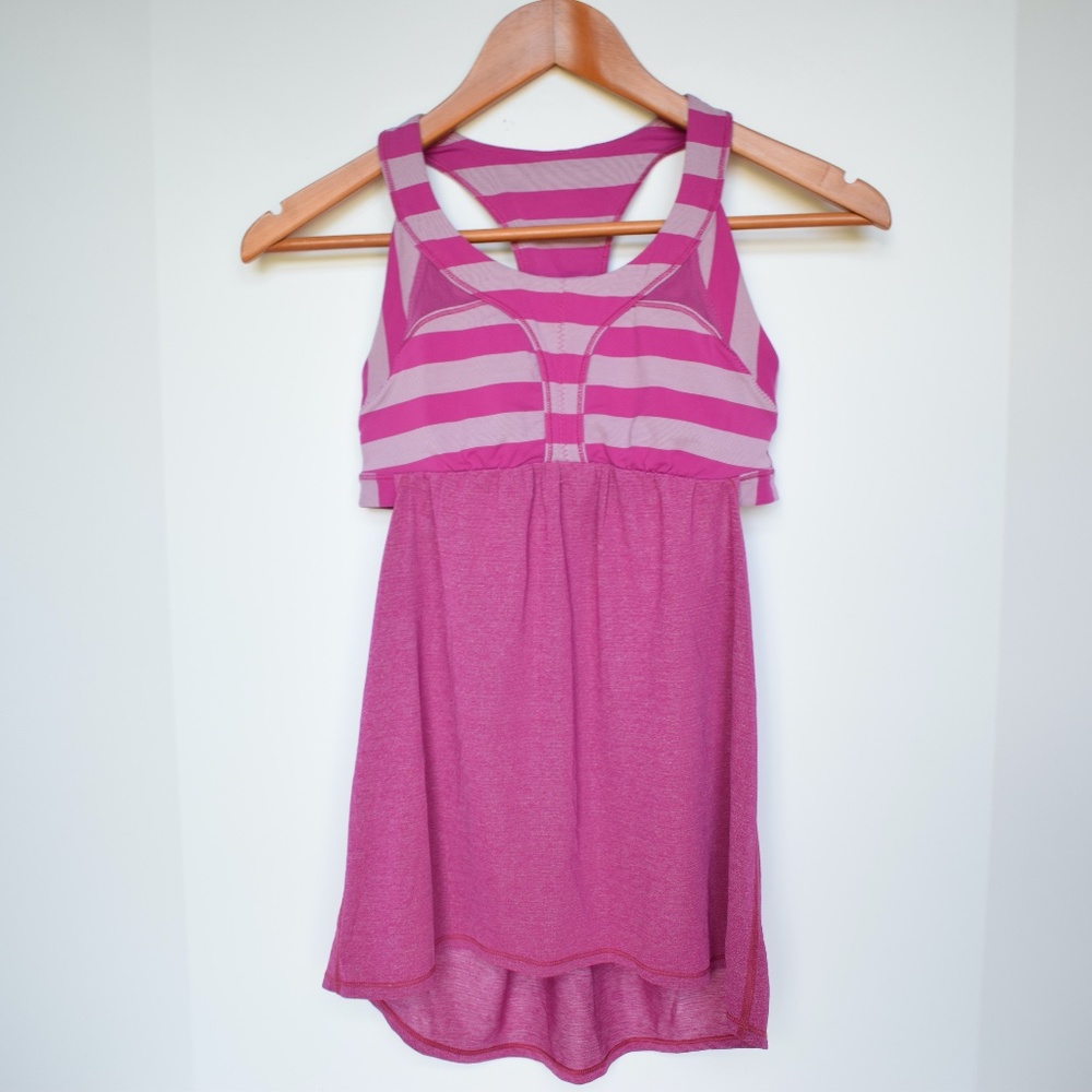 Lululemon 2-IN-Run Tank SZ 6 Heathered Raspberry - Picture 2 of 7